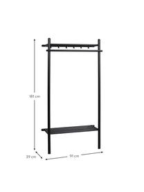 Otwarta szafa z drewna dębowego Milford, Stelaż: lite drewno dębowe lakier, Czarny, S 91 x W 181 cm