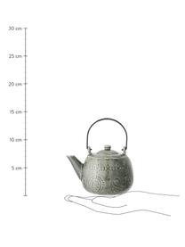 Teiera fatta a mano con smalto craquelé e colino da tè Rani, Teiera: gres, Manico: metallo verniciato, Verde, 1 L