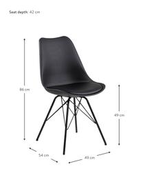 Krzesło z tworzywa sztucznego Eris, 2 szt., Tapicerka: sztuczna skóra (poliureta, Nogi: metal malowany proszkowo, Czarny, S 49 x G 54 cm