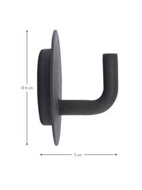 Colgadores de metal Lema, 2 uds., Aluminio recubierto, Negro, Ø 6 x F 5 cm