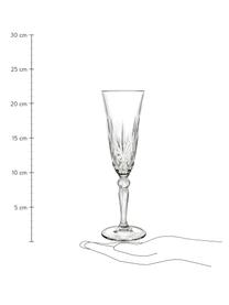 Kristall-Sektgläser Melodia mit Relief, 6 Stück, Kristallglas, Transparent, Ø 7 x H 22 cm, 160 ml