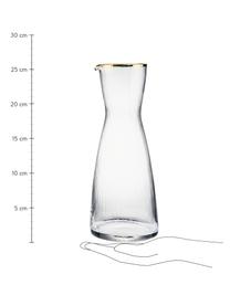 Carafe à eau en verre Twenties, 1 L, Verre, Transparent avec bord doré, haut. 26 cm, 1 L