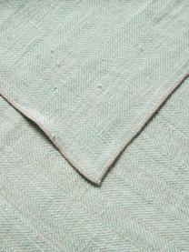 Leinen-Tischläufer Audra mit Fischgrätmuster, 100 % Leinen, Grün, Beige, B 46 x L 147 cm