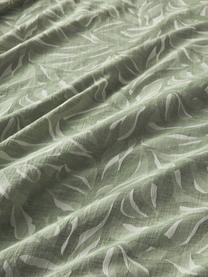 Taie d'oreiller jacquard en coton et lin Amita, Vert sauge, larg. 50 x long. 70 cm