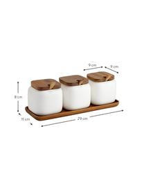 Aufbewahrungsdosen-Set Essentials aus Porzellan und Akazienholz, 7-tlg., Weiß, Akazienholz, Set mit verschiedenen Größen
