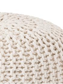 Ręcznie wykonany puf z dzianiny Dori, Tapicerka: 100% bawełna, Kremowobiały, Ø 55 x W 35 cm