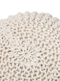Ręcznie wykonany puf z dzianiny Dori, Tapicerka: 100% bawełna, Kremowobiały, Ø 55 x W 35 cm