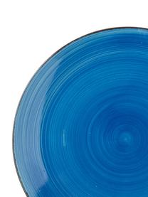 Set 18 piatti dipinti a mano in tonalità blu per 6 persone Baita, Gres (pietra dolomitica) dipinta a mano, Tonalità blu, Set in varie misure