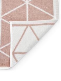 Súprava obojstranných uterákov s grafickým vzorom Elina, 3 diely, Bledoružová, krémovobiela, vzorovaná, Súprava s rôznymi veľkosťami