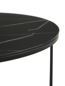 Table basse ronde en verre aspect marbre Antigua, Aspect marbre, noir, Ø 80 cm