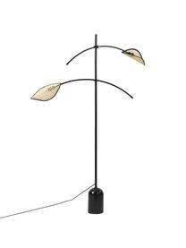 Lámpara de pie con tejido vienés Freja, Estructura: metal con pintura en polv, Cable: cubierto en tela, Negro, beige, An 100 x Al 160 cm