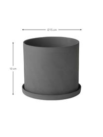 Petit pot de fleurs porcelaine Nona, Porcelaine, Gris, Ø 15 x haut. 13 cm