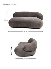 Nierensofa Alba (2-Sitzer), Bezug: 97% Polyester, 3% Nylon D, Gestell: Massives Fichtenholz, FSC, Füße: Kunststoff, Webstoff Grau, B 185 x T 114 cm, Rückenlehne links