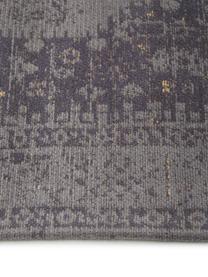Handgeweven chenille vloerkleed Neapel in vintage stijl, Bovenzijde: 95% katoen, 5% polyester, Onderzijde: 100% katoen, Grijs, B 80 x L 150 cm (maat XS)