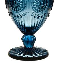 Weingläser Chambord mit gemustertem Relief in Blau, 6 Stück, Glas, Blau, Ø 9 x H 14 cm, 250 ml