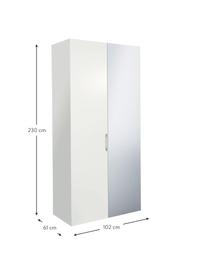 Zwaaideurkast Madison 2-deurs met spiegeldeur, incl. montageservice, Frame: panelen op houtbasis, gel, Wit, met spiegeldeur, B 102 x H 230 cm