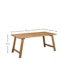 Stół do jadalni z drewna tekowego z recyklingu Lawas, Naturalne drewno tekowe, Jasny brązowy, S 220 x G 100 cm