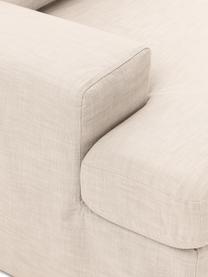 Sofa modułowa Russell, Tapicerka: 100% bawełna Dzięki tkani, Stelaż: lite drewno sosnowe z cer, Nogi: tworzywo sztuczne, Beżowa tkanina, S 412 x W 77 cm