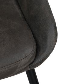 Kunstleren stoelen Sierra in donkergrijs, 2 stuks, Bekleding: polyester in suede-look, Poten: gelakt metaal, Kunstleer donkergrijs, B 49 x D 55 cm