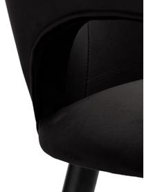 Fluwelen armstoel Rachel in zwart, Bekleding: fluweel (polyester), Poten: gepoedercoat metaal, Zwart, B 56  x D 70 cm