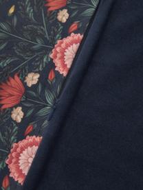 Fluwelen kussenhoes Pari met bloemenpatroon en kwastjes, Kwastjes: 100 % katoen, Donkerblauw,geel,rood, B 45 x L 45 cm