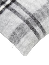 Housse de coussin à carreaux Neva, 100 % polyacrylique, Noir, blanc crème, larg. 45 x long. 45 cm