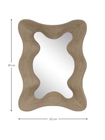 Wandspiegel Riva mit gewelltem Rahmen aus Mangoholz, Rahmen: Mangoholz, lackiert, Spiegelfläche: Spiegelglas, Dunkles Holz, B 60 x H 81 cm