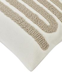 Funda de cojín bordada de algodón texturizada Vahid, Funda: 100% algodón con certific, Beige, blanco crema, An 45 x L 45 cm