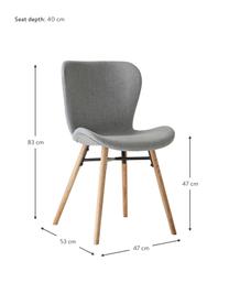 Sillas tapizadas Batilda, 2 uds., Tapizado: poliéster Alta resistenci, Patas: madera de roble maciza co, Tejido gris claro, roble, An 47 x F 53 cm