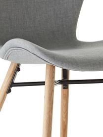 Chaise rembourrée scandinave gris Batilda, 2 pièces, Tissu gris clair, bois de chêne, larg. 47 x prof. 53 cm