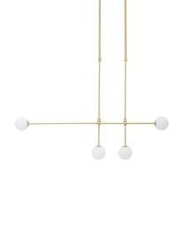 Lampa wisząca Moon, Osłona mocowania sufitowego i oprawa: mosiądz, szczotkowany Klosz: biały Kabel: , S 112 x W 90 cm