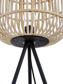 Tripod Stehlampe Bordesley, Lampenschirm: Bambus, Holz, Lampenfuß: Stahl, Schwarz, Hellbraun, Ø 35 x H 139 cm