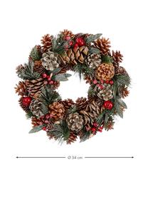 Weihnachtskranz Tonny Ø 34 cm, Kiefernzapfen, Grün, Braun, Rot, Ø 34 x H 9 cm