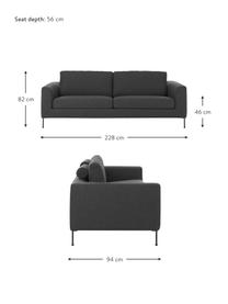 Sofá Cucita (3 plazas), Tapizado: tejido (100% poliéster) A, Estructura: madera de pino maciza con, Patas: metal pintado, Tejido gris antracita, An 228 x F 94 cm