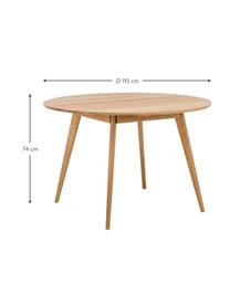 Stół do jadalni z drewna dębowego Yumi, Blat: płyta pilśniowa średniej , Nogi: lite drewno dębowe, Drewno dębowe, Ø 115 x W 74 cm