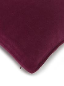 Federa arredo in velluto tinta unita Dana, 100% velluto di cotone, Rosso vino, Larg. 40 x Lung. 40 cm