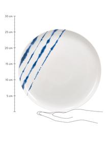 Piatto piano in porcellana con decoro acquarello Amaya 2 pz, Porcellana, Bianco, blu, Ø 26 x Alt. 2 cm