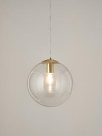 Lampada a sospensione Bao, Paralume: vetro, Baldacchino: metallo zincato, Trasparente, dorato, Ø 30 x Alt. 90 cm