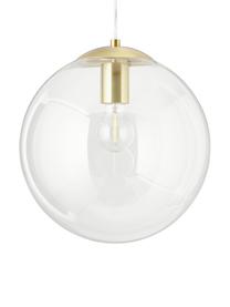Lampada a sospensione Bao, Paralume: vetro, Baldacchino: metallo zincato, Trasparente, dorato, Ø 30 x Alt. 90 cm