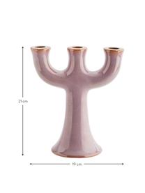 Kerzenhalter Trident, Steingut, Rosa, gesprenkelt, B 19 x H 21 cm