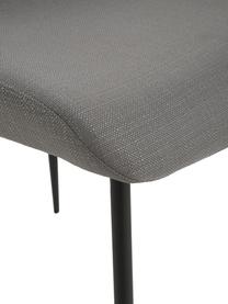 Chaise rembourrée grise Tess, Tissu gris, noir