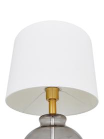 Lámpara de mesa de vidrio Natty, Pantalla: tela, Cable: plástico, Blanco, gris claro, Ø 31 x Al 48 cm
