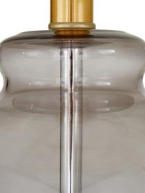 Tischlampe Natty mit Glasfuss, Lampenschirm: Textil, Sockel: Messing, gebürstet, Weiss, Hellgrau, Ø 31 x H 48 cm