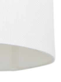 Tischlampe Natty mit Glasfuss, Lampenschirm: Textil, Sockel: Messing, gebürstet, Weiss, Hellgrau, Ø 31 x H 48 cm