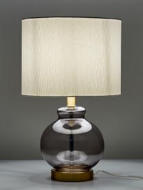 Lámpara de mesa de vidrio Natty, Pantalla: tela, Cable: plástico, Blanco, gris claro, Ø 31 x Al 48 cm