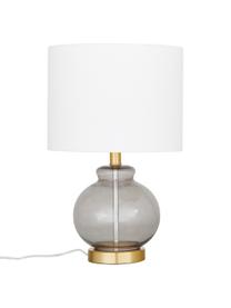 Lámpara de mesa de vidrio Natty, Pantalla: tela, Cable: plástico, Blanco, gris claro, Ø 31 x Al 48 cm