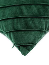 Fluwelen kussenhoes Leyla in donkergroen met structuurpatroon, Fluweel (100% polyester), Groen, B 40 x L 40 cm