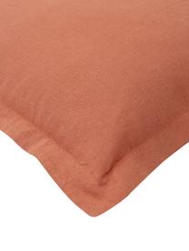 Gewassen linnen dekbedovertrek Nature in terracotta, Halflinnen
(52% linnen, 48% katoen)

Draaddichtheid 108 TC, standaard kwaliteit

Halflinnen voelt van nature ruw aan en heeft een natuurlijke gekreukte look, die nog wordt versterkt door het stonewash-effect. Het absorbeert tot 35% vochtigheid, droogt zeer snel en heeft een aangenaam verkoelend effect op zomernachten. De hoge scheursterkte maakt halflinnen slijtvast., Terracotta, 140 x 200 cm + 1 kussenhoes 60 x 70 cm