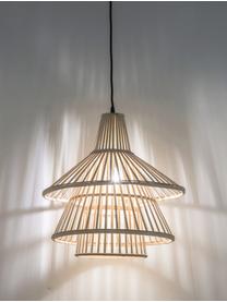 Lampa wisząca z drewna bambusowego Kamil, Beżowy, czarny, Ø 48 x W 51 cm
