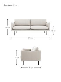 Sofa Moby (2-Sitzer) in Beige mit Metall-Füssen, Bezug: Polyester Der hochwertige, Gestell: Massives Kiefernholz, FSC, Webstoff Beige, B 170 x T 95 cm